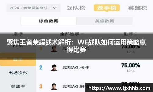 聚焦王者荣耀战术解析：WE战队如何运用策略赢得比赛